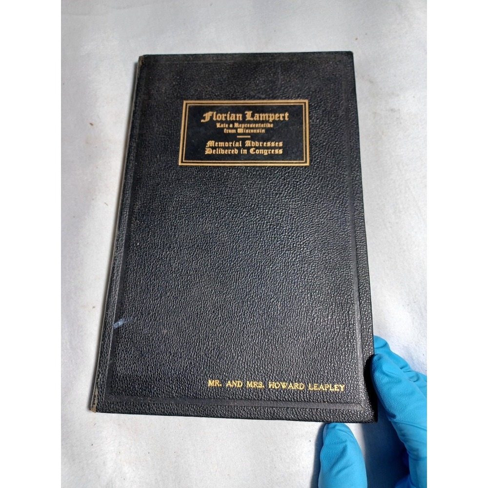 Vintage Memorial Addresses Florian Lampert US Congress 1935 Black HC US GPO